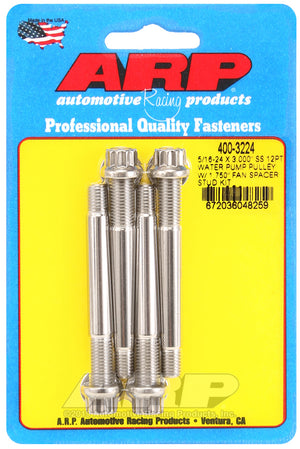 ARP 5/16-24 X 3.000 SS 12pt water pump pulley w/ 1.750in fan spacer stud kit 400-3224