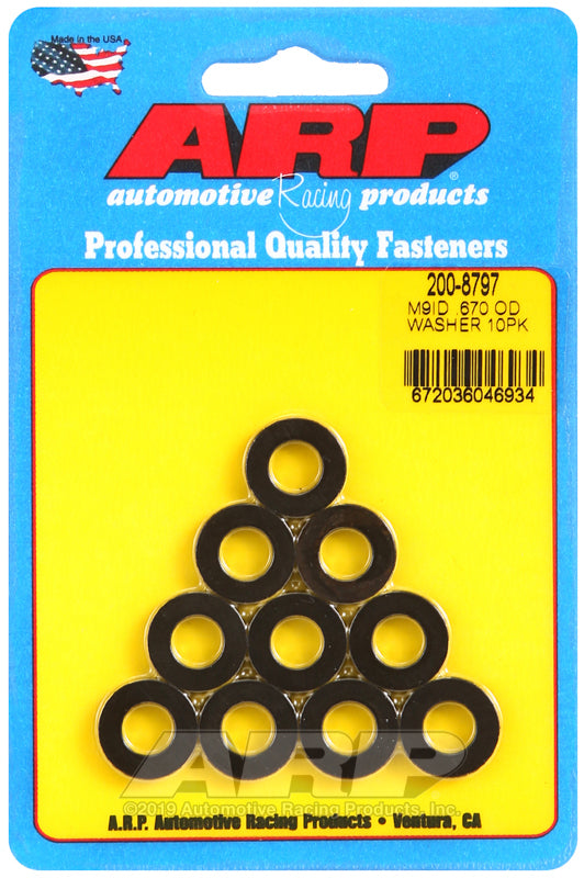 ARP M9 ID 0.670 OD Chamfer Black Washers (10 pack) 200-8797