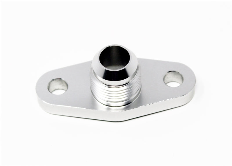 Torque Solution Billet Offset Oil Drain Flange w/ Integrated -10AN Flange: T3/T4 & PTE/Borg Turbo TS-UNI-476