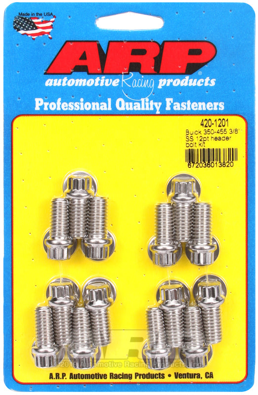 ARP Buick 350-455 3/8in SS 12pt header bolt kit 420-1201