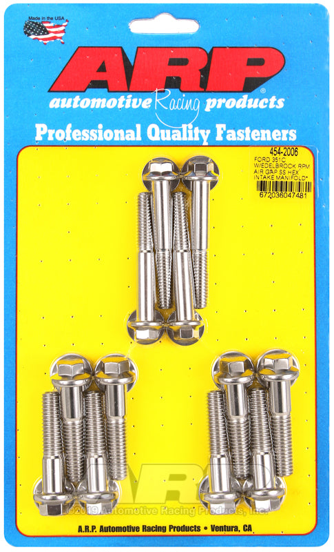 ARP Ford 351C w/Edelbrock RPM air gap hex intake manifold bolt kit 454-2006