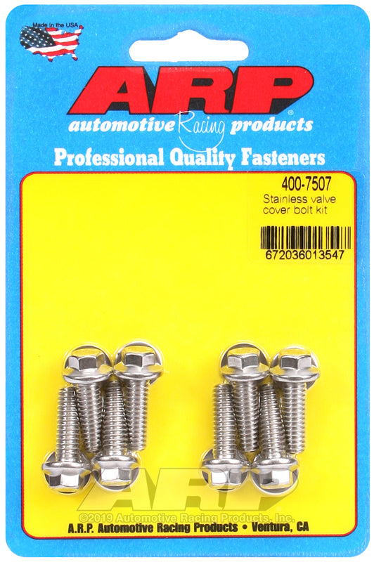 ARP Valve Cover Stainless Steel 1/4in x 20 Hex Bolt Kit (8/pkg) 400-7507