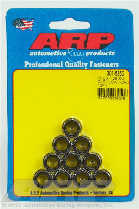 ARP M10x1.25 Small Clear/Low Head 12-Point Nut Kit 8740 Chrome Moly Black - 10 PK 301-8350