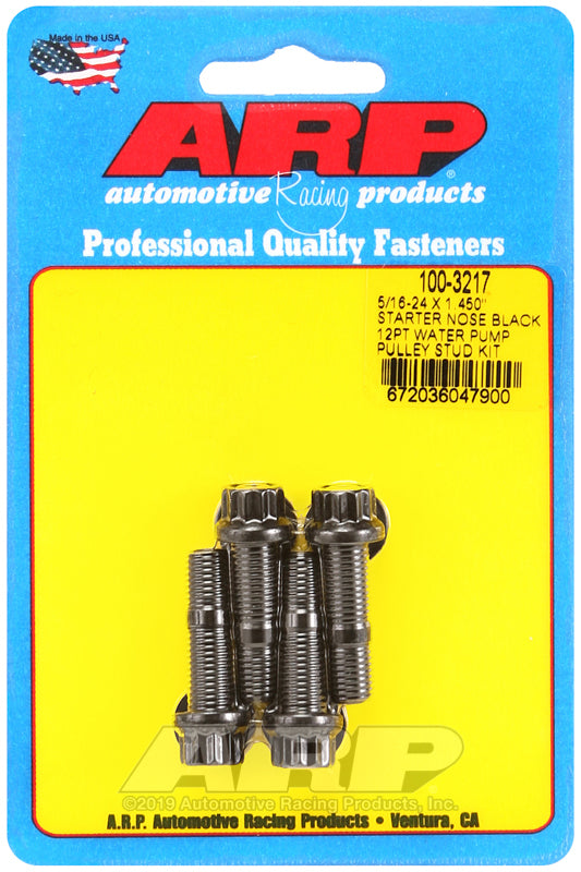ARP 5/16-24 X 1.450 starter nose black 12pt water pump pulley stud kit 100-3217