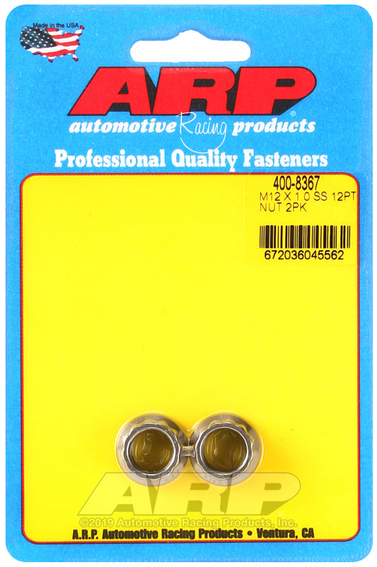 ARP M12 X 1.00 (M14 wr) SS 12pt nut kit 400-8367