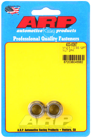 ARP M12 X 1.00 (M14 wr) SS 12pt nut kit 400-8367