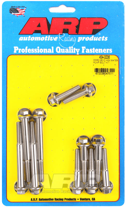 ARP Ford 351C SS hex water pump bolt kit 454-3206
