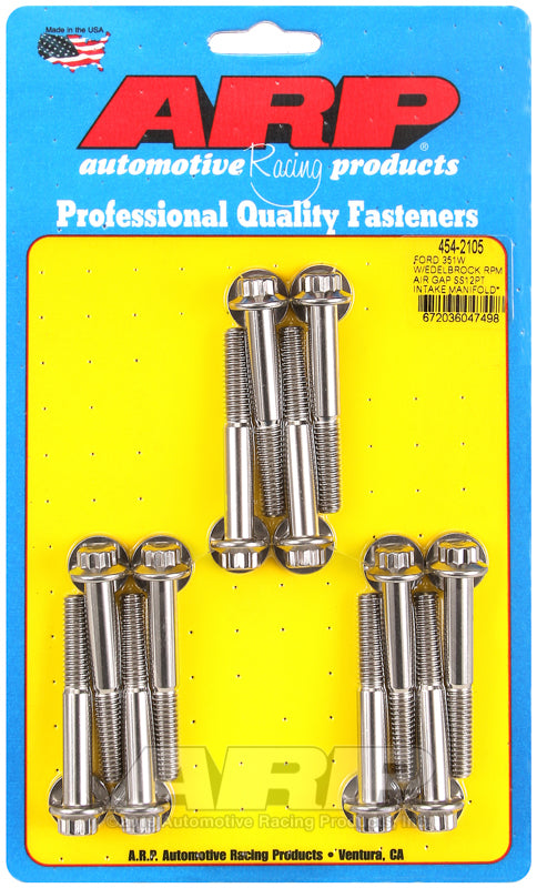 ARP Ford 351W w/Edelbrock RPM air gap 12pt intake manifold bolt kit 454-2105