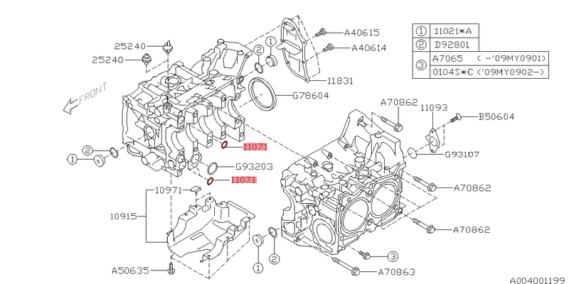 O-RIng Motorblock Ölkanal/Ölpumpe - 10991AA001