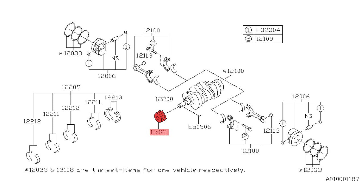 Subaru Zahnrad Kurbelwelle 93-00 (V1-6) GC8 - 13021AA091