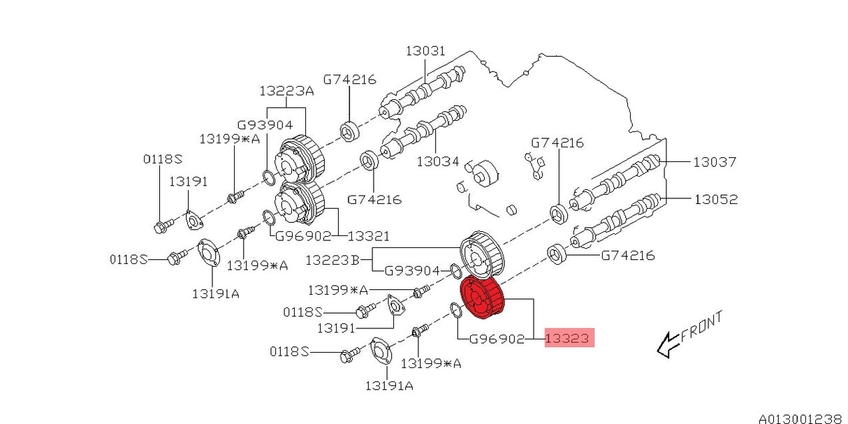 AVCS Nockenwellenrad Auslass Links - 13323AA001