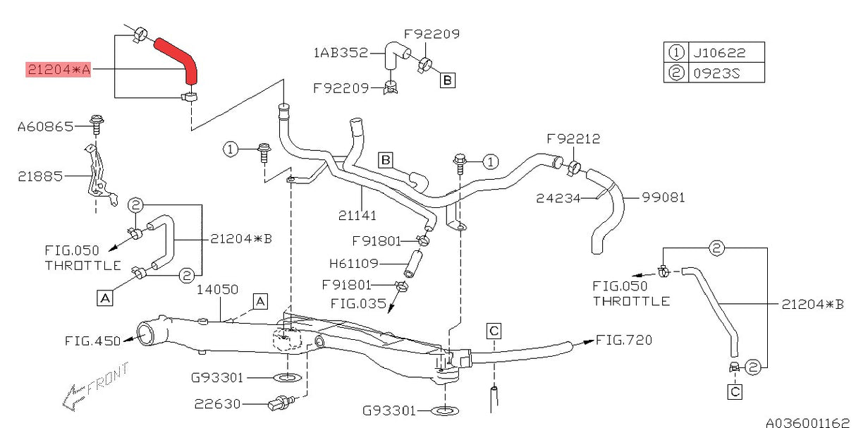 Schlauch Ausgleichsbehälter unten - 21204AA691