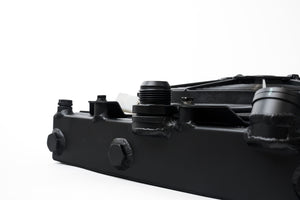 CSF Universal Half Radiator w/-16AN & Slip-On Fittings/12in SPAL Fan & Shroud - Black Finish 2858XB