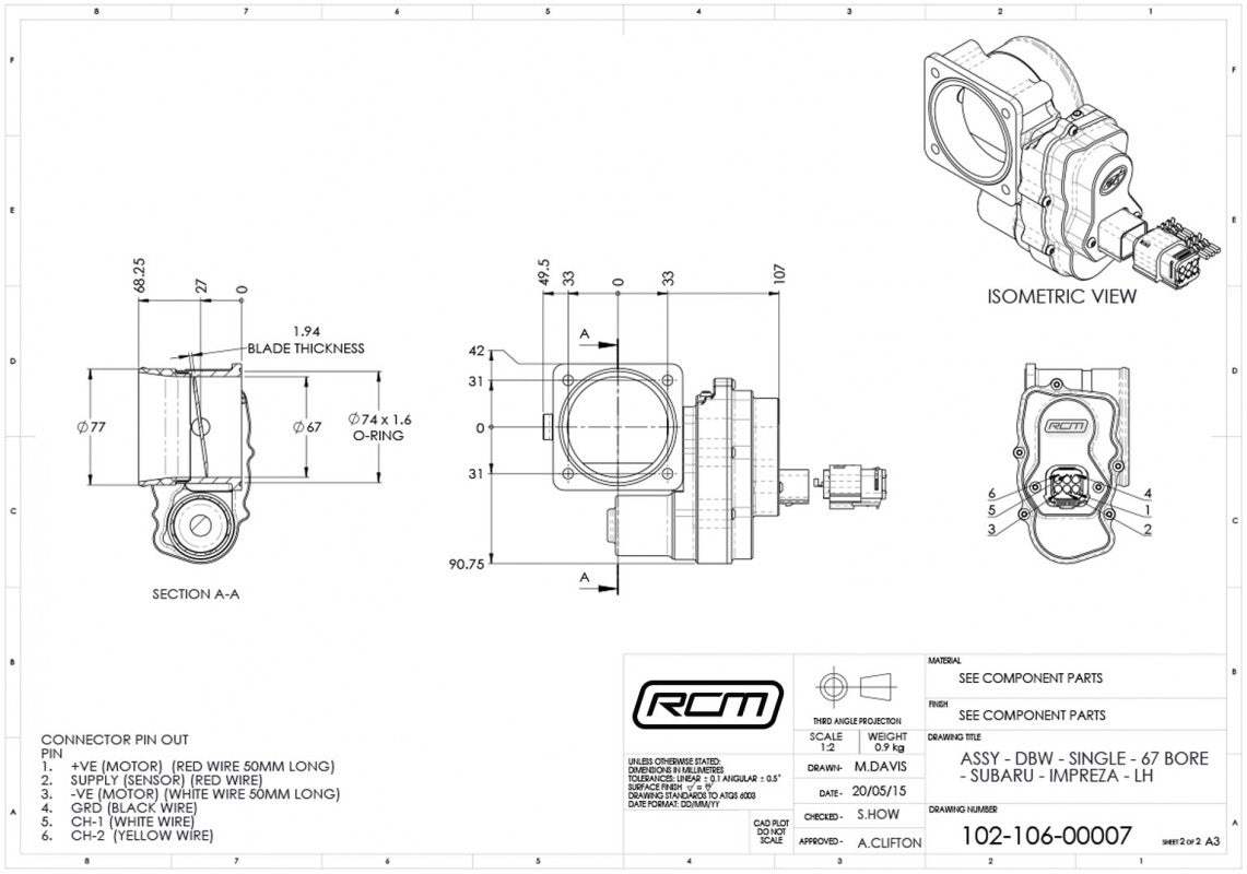 RCM 67mm Electric Throttle - Reversed Manifold