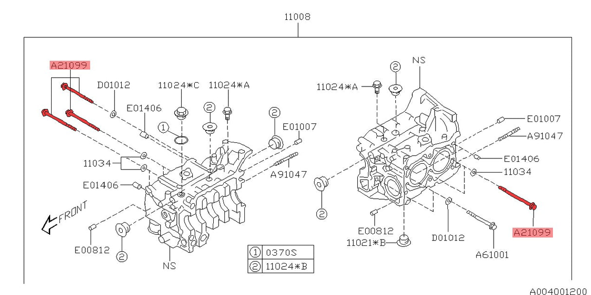 Motorblockschraube 1 EJ-Motoren - 800210990