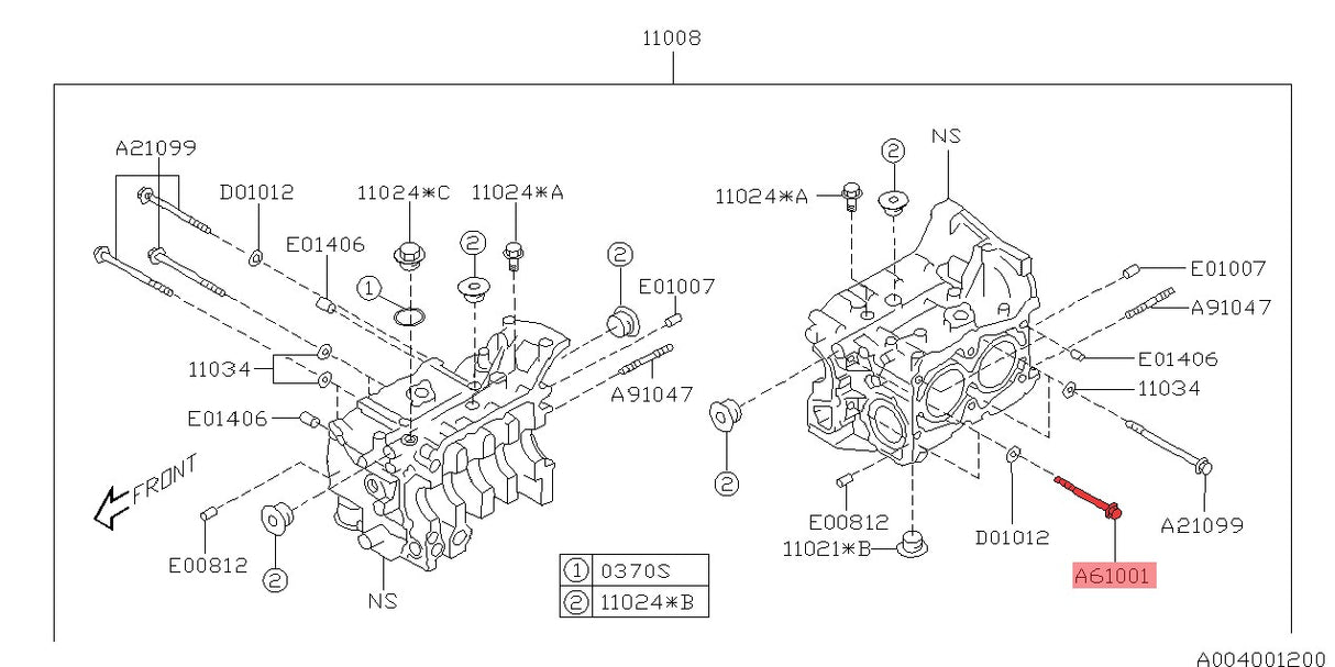 Motorblockschraube 3 EJ-Motoren - 800610010  