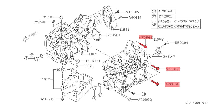 Motorblockschraube 2 EJ-Motoren - 800708620