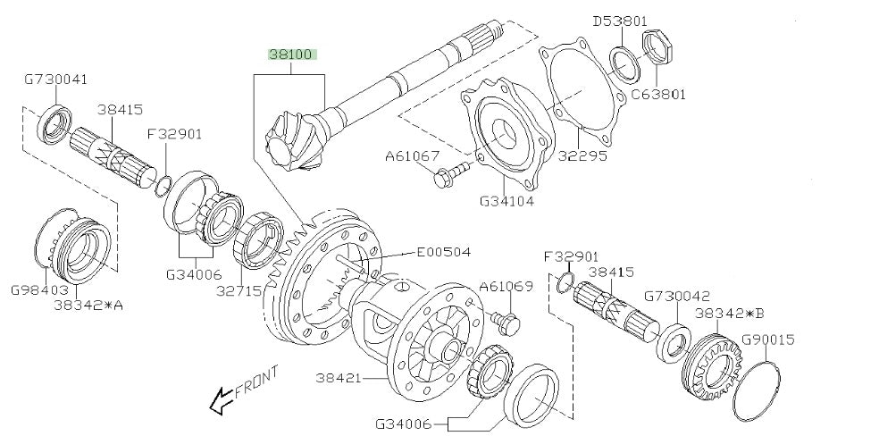 Front Crown Wheel & Pinion 4.444:1 - 6 Speed