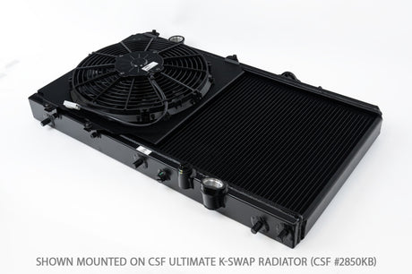 CSF 92-00 Honda Civic All-Aluminum Fan Shroud w/12in SPAL Fan - Black Finish 2858FB