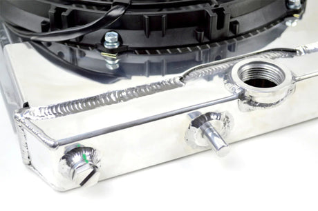 CSF 96-07 Mitsubishi Evo 4/5/6/7/8/9 Full-Slim Radiator with 12in Fan & Shroud/-16AN & Slip On Fitting 7075